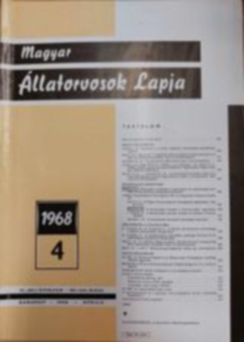 Magyar llatorvosok Lapja - 1968 4., 23. vfolyam 165-224 oldal