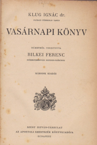 Klug Ign�c dr. - Vas�rnapi K�nyv