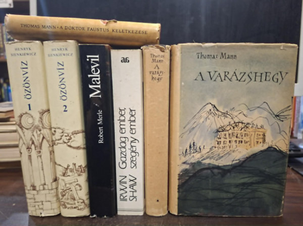 Robert Merle, Irwin Shaw, Thomas Mann Henryk Sienkiewicz - 5 db regény 7 kötetben, KÖNYVMENTŐ AJÁNLAT: Özönvíz I-II., Malevil, Gazdag ember, szegény ember, A varázshegy I-II., A Doktor Faustus keletkezése