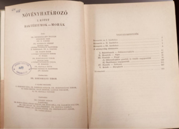 Bnhegyi Jzsef, Gall Lszl, Boros dm rokszllsy Zoltn - Nvnyhatroz I. - Baktriumok-mohk