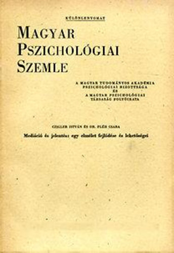 Magyar Pszicholgiai Szemle 1977/4.szm XXXIV. ktet Flam Zsuzsa)