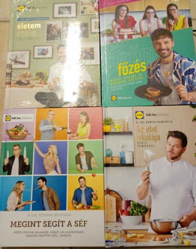 LIDL, Sz�ll Tam�s, Mautner Zs�fi-Sz�ll Tam�s - 4 db LIDL szak�csk�nyv: �r�mf�z�s Mizsei Janival �s Kapunics Gr�tivel, �letem �telei Sz�ll Tam�ssal, Megint seg�t a s�f, Az �let iskol�ja Sz�ll Tam�ssal
