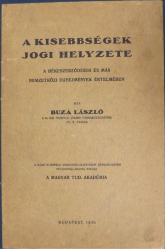 Buza Lszl - A kisebbsgek jogi helyzete