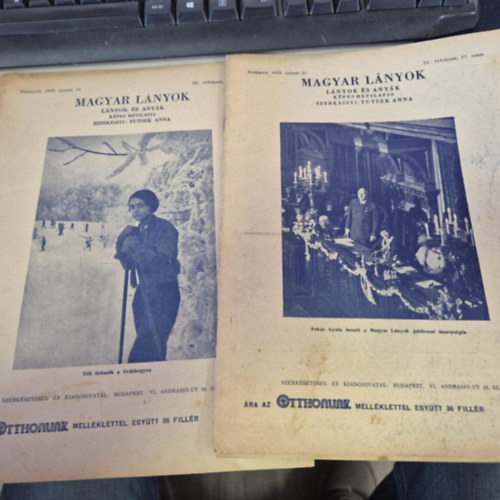 Tutsek Anna - Magyar L�nyok - L�nyok �s any�k k�pes hetilapja 1934 jan.14 + Jan. 21 ( 2db. XI. �vfolyam 16-17. sz�m)