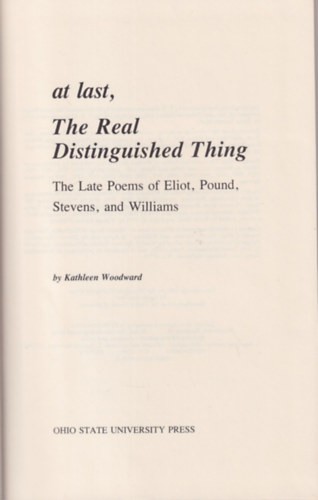 Kathleen Woodward - At last, The Real Distinguished Thing