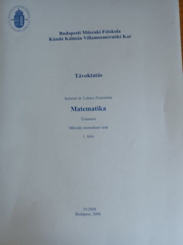 Sr�tern� dr. Luk�cs Zsuzsanna - T�voktat�s - Matematika