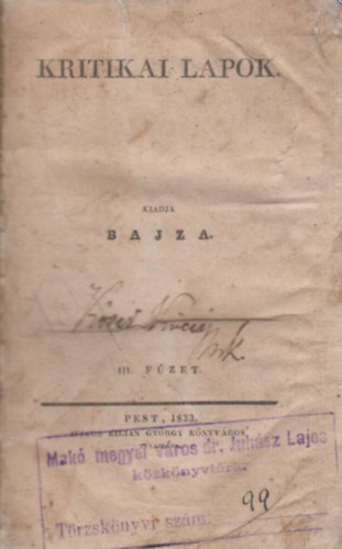 Kritikai lapok III. f�zet