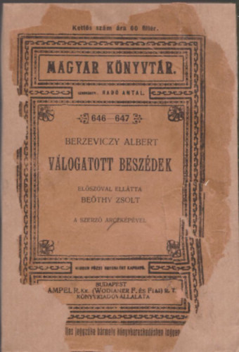 Berzeviczy Albert - Vlogatott beszdek (nem reprint)
