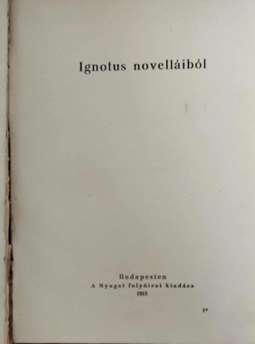 Ignotus - Ignotus novell�ib�l