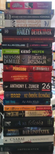 Laura Griffin, Sidney Sheldon, Arthur Haley, Patricia Cornwell, Csabai Mrk, Max Allen Collins, Nelson DeMille, Anthony E. Zuiker, Habe Hans, Tami Hoag Tbb szerz - 20 db krimi, KNYVMENT AJNLAT: A hatlvet+ Darzsfszek+ A 19. felesg+ 26 Stt kezdetek+ Kies helyen+ Imprimatur+ A Figaro-gyilkossgok+ Hajsza a Czanne-rt+ Az Alibi Klub+ Az rdg gynke+ A megtveszts szablyai+ A s