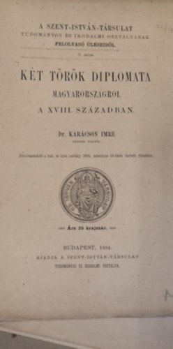 Dr. Karcson Imre - Kt trk diplomata magyarorszgrl