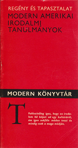 Regény és tapasztalat - Modern amerikai irodalmi tanulmányok