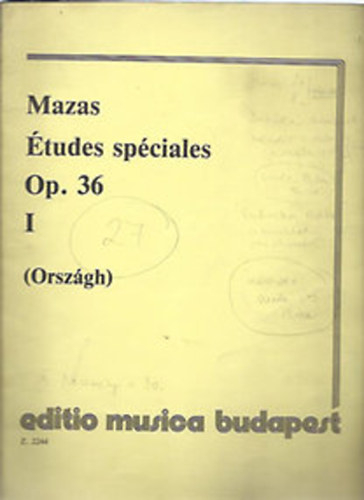 F. Mazas - �tudes sp�ciales Op. 36, I-II. f�zet