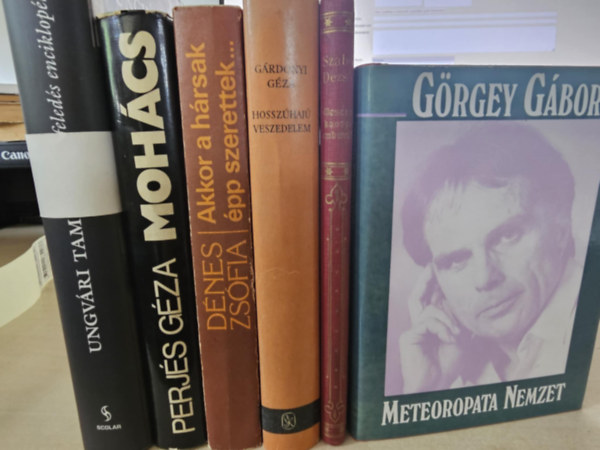 Perj�s G�za, D�nes Zs�fia, G�rdonyi G�za, Szab� Dezs�, G�rgey G�bor Ungv�ri Tam�s - 6db magyar irodalom, K�NYVMENT� AJ�NLAT: A feled�s enciklop�di�ja+ Moh�cs+ Akkor a h�rsak �pp szerettek...+ Hossz�haj� veszedelem+ Mes�k a kacag� emberr�l+ Meteoropata nemzet