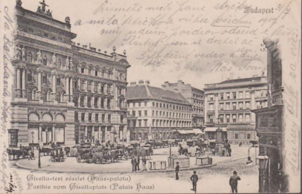 Gizella t�ri r�szlet, Haas-palota (r�gi k�peslap)