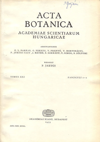 Acta Botanica (A Magyar Tudomnyos Akadmia botanikai kzlemnyei)- Tomus XXI., Fasciculi 1-2.