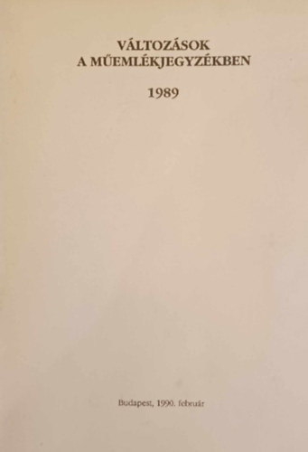 V�ltoz�sok A M�eml�kjegyz�kben 1989