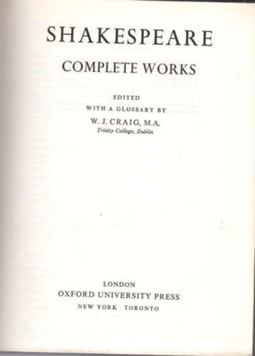 W. J. Craig - Shakespeare complete works