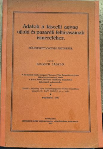 Bogsch László - Adatok a kiscelli agyag ujlaki és pasaréti feltárásának ismeretéhez (1929)