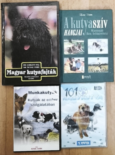 Dr. Sárkány Pál, Dr. Ócsag Imre Kovács Violetta - 2db kutyákkal kapcsolatos könyv + 2db ajándék DVD - A kutyaszív hangjai, Magyar kutyafajták + 101 nagykutya, Munkakutyák-Kutyák az ember szolgálatában (DVD-k)
