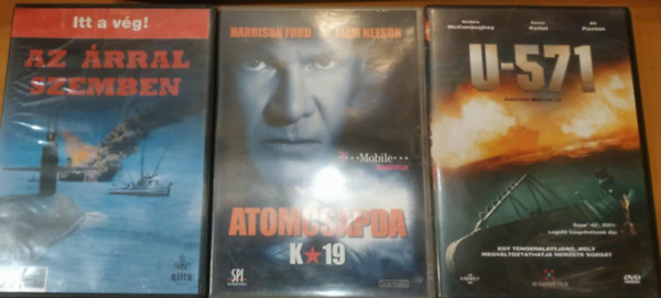 Liam Neeson, Bill Paxton, Matthew McConaughey Harrison Ford - 3 db tengeralattj�r�s film: Az �rral szemben + Atomcsapda K-19 + U-571 (3 DVD)