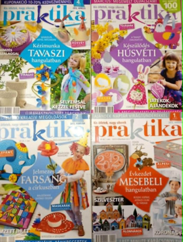 4 db. Praktika Magazin - 2012.jan. - 1. sz�m, 2012.febr. 2. sz�m, 2012.m�rc. 3. sz�m, 2012.�pr. 4. sz�m (szab�s-varr�s-k�t�s-hobby-lak�sdivat-k�zimunka)