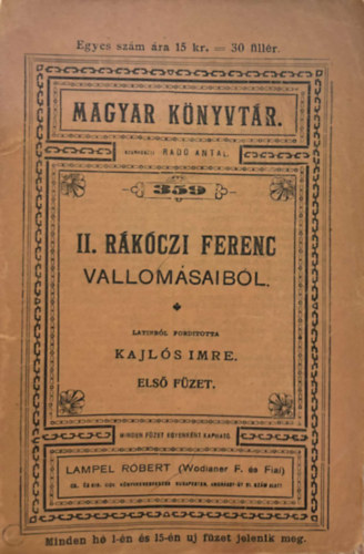 Kajlos Imre - II. Rákóczi Ferenc vallomásaiból I. füzet