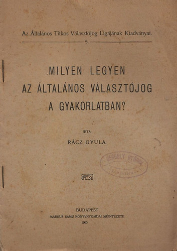 R�cz Gyula - Milyen legyen az �ltal�nos v�lazt�jog a gyakorlatban?