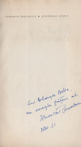 Veronica Porumbacu - Diminetile simple. Versuri. (Dedik�lt)
