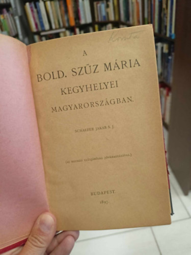 Schaefer Jakab - A bold. Szz Mria kegyhelyei Magyarorszgon