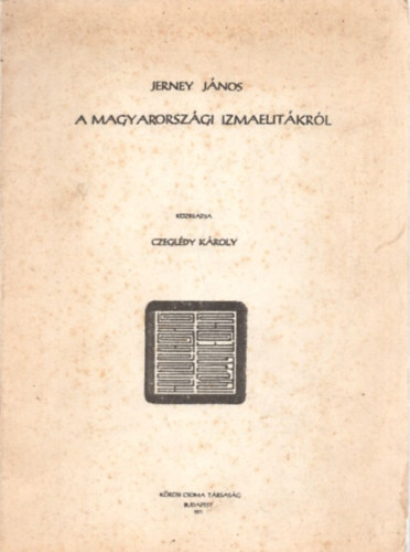 Jerney János - A magyarországi izmaelitákról