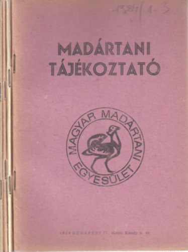 Madártani tájékoztató 1984/1-12. (Teljes évfolyam, 4 füzetben)
