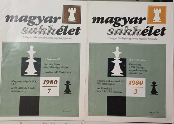 dr. F�ldi J�zsef  (f�szerk.) - 4 db Magyar Sakk�let foly�irat: 1980/3., 1980/7., 1980/8., 1980/11. sz�mok