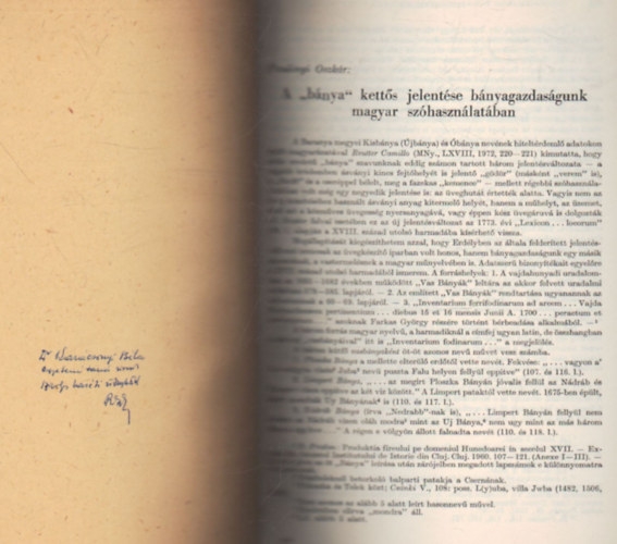 Paulinyi Oszkr - A " Bnya " ketts jelentse bnyagazdasgunk magyar szhasznlatban - Klnlenyomat - Dediklt