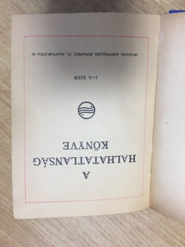 A halhatatlans�g k�nyve