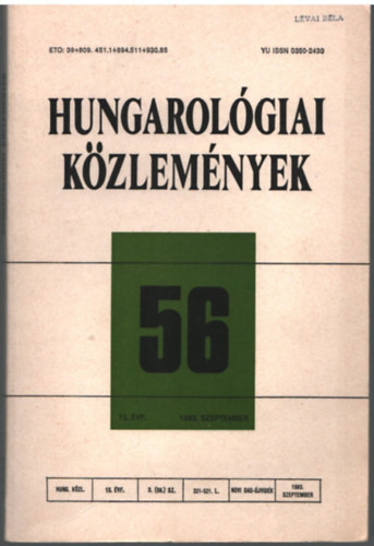 goston Mihly - Hungarolgiai kzlemnyek 56. szm ( 15. vfolyam ) 1983