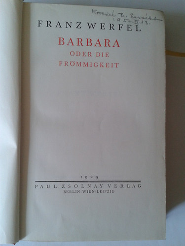 Franz Werfel - Barbara order die frmmigkeit