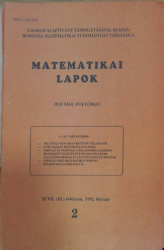 Matematikai lapok 2 - Ifjsgi folyirat 1992. februr