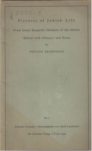Philipp Aronstein - Pictures of Jewish Life - From Izrael Zangwill, Children of the Ghetto