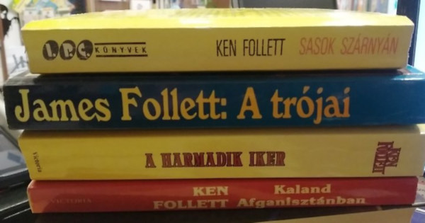 Ken Follett - 4 db-os KÖNYVMENTŐ AJÁNLAT, kalandregény: Kaland Afganisztánban+ A harmadik iker+ A trójai+ Sasok szárnyán
