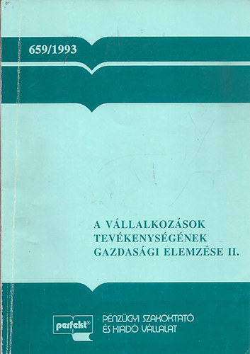 A vllalkozsok tevkenysgnek gazdasgi elemzse II.