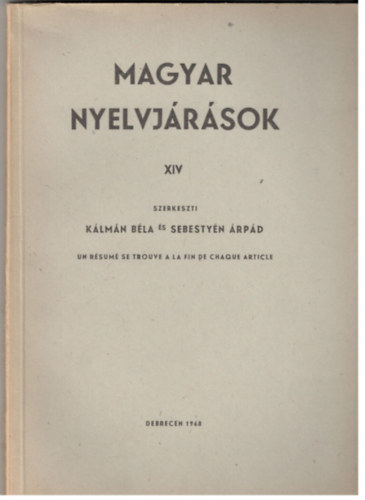 Klmn-Sebestyn  (szerk.) - Magyar nyelvjrsok XIV.