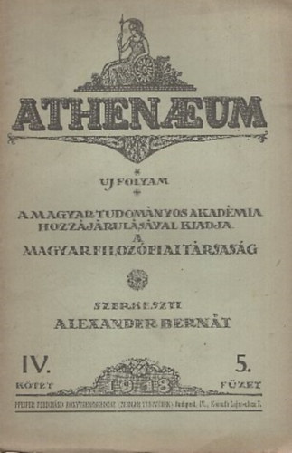 Alexander Bernát (szerk.) - Athenaeum Uj Folyam IV. kötet 5. füzet