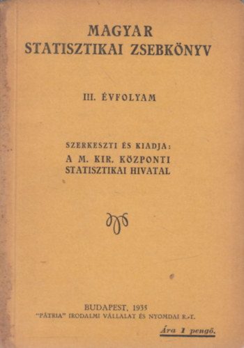 Magyar statisztikai zsebkönyv III. évfolyam (1935)