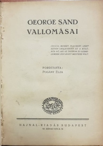 George Sand - George Sand vallom�sai