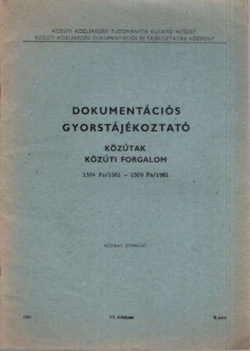 Feuer Ferenc - Dokumentcis gyorstjkoztat - kztak kzti forgalom  1981. XI. vfolyam 9. szm