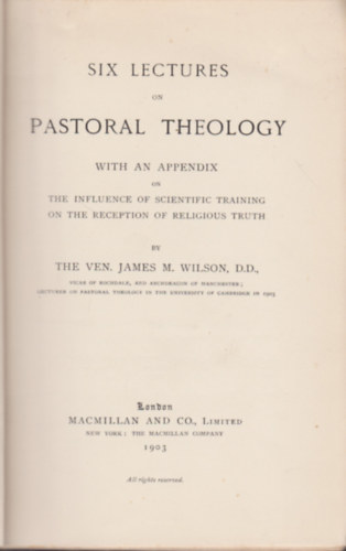 James M. Wilson D.D - Cambridge Lectures on Pastoral Theology