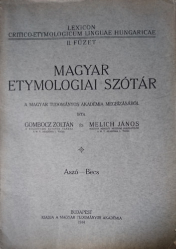 Melich János Gombocz Zoltán - Magyar etymologiai szótár II. füzet