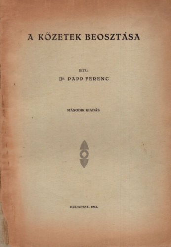 Dr. Papp Ferenc - A k�zetek beoszt�sa