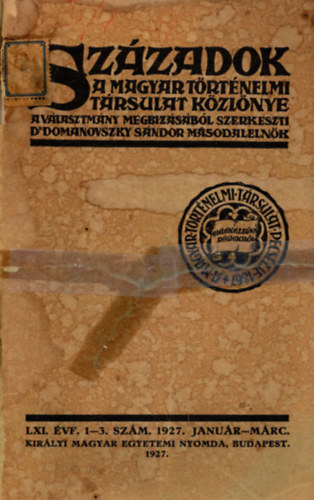 Sz�zadok 1927. LXI. �vfolyam (teljes)